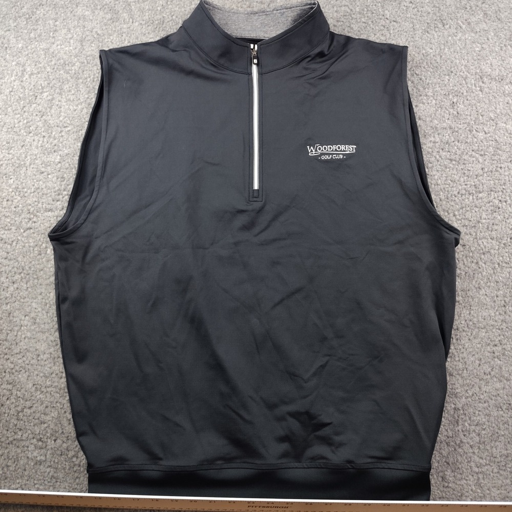 FootJoy Vest Mens Large 1/4 Zip Black Woodforest Golf Club EUC